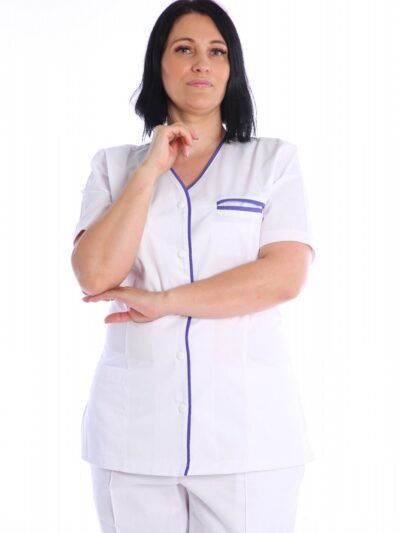 Bluza medic cu capse si garnitura colorata